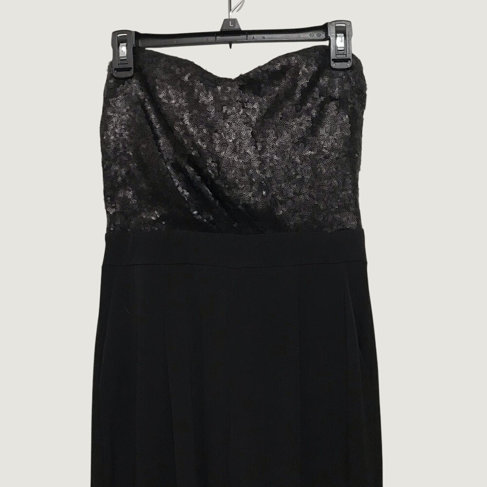 Black Sequin Sweetheart Bodice Strapless Wide-leg Jumper - Picture 4 of 11
